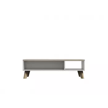 Kohvilaud cama meble LOTTA 110 — ristkülikukujuline, 1100×600×350 mm, valge raam, Sonoma tamme pealispind