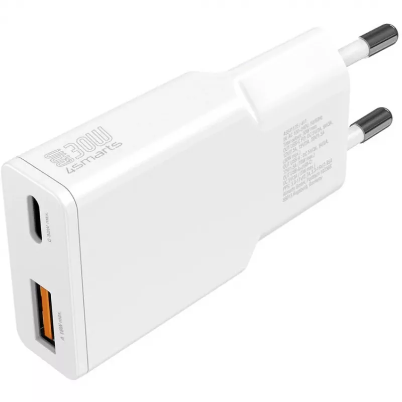 Laadija 4smarts PDPlug Duos õhuke nutitelefon tahvelarvuti valge vahelduvvool kiirlaadimine
