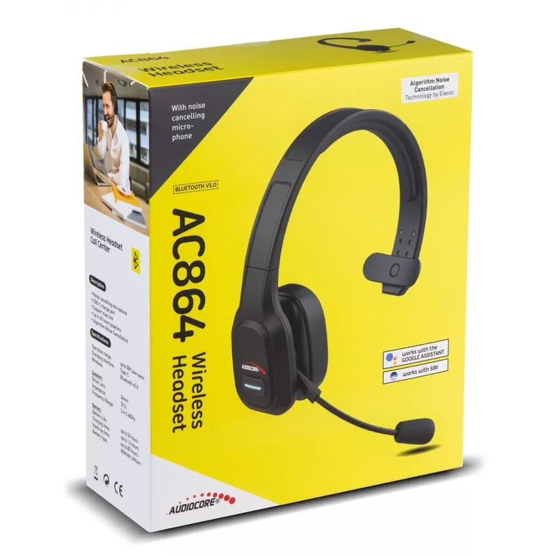 Audiocore 74452 Bluetooth peakomplekt kõrvaklapid mürasummutuse mikrofoniga Call Center Google Siri kontor juhtmevaba