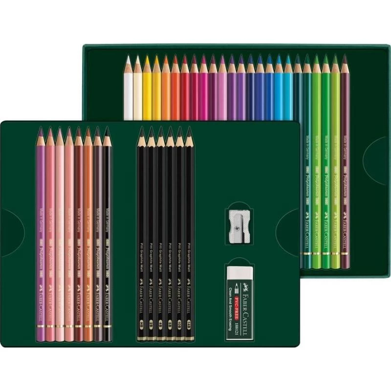 Õlipõhine pliiats Faber-Castell Polychromos & Pitt Graphite Matt Set 38 tk Mitmevärviline