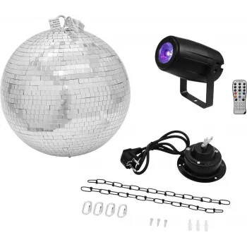 LED-disko-palli komplekt EUROLITE 20000562 — 30 cm peegelpall mootori ja integreeritud LED-valgustusega
