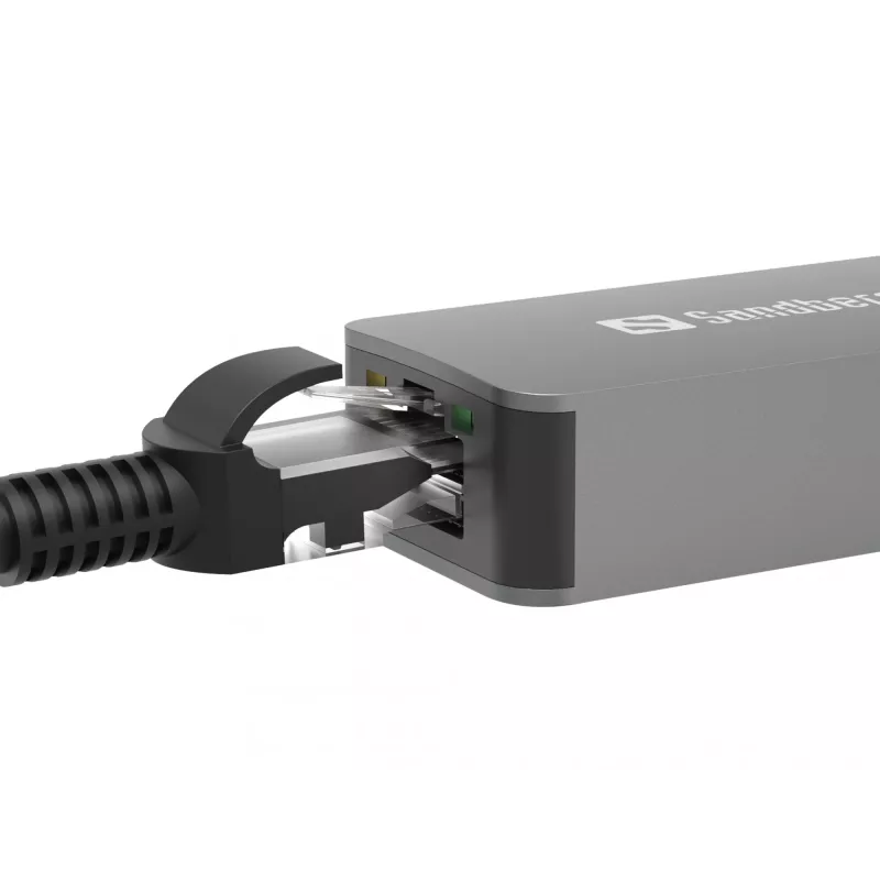 USB-C/A-adapter SANDBERG 136-68 koos 2.5 GbE RJ45 Ethernet-pordiga
