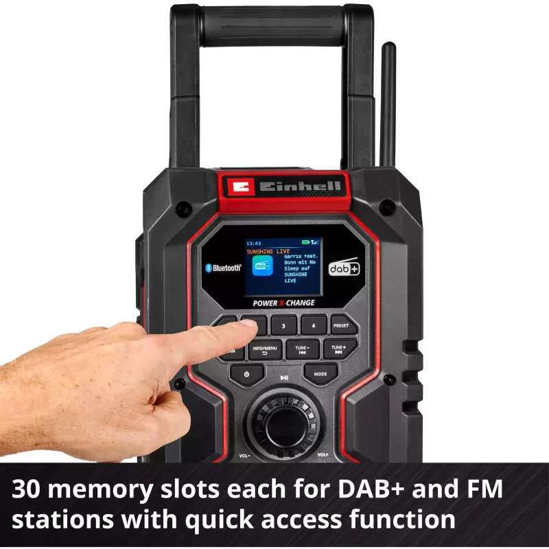 Teisaldatav raadio EINHELL TE-CR 18 Li DAB+ FM Bluetooth USB, akutoitel (ühildub TE-CR 18 Li-ga)
