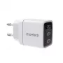 Choetech PD6051 2x USB-C PD 35W GaN seinadapter koos ekraaniga - valge