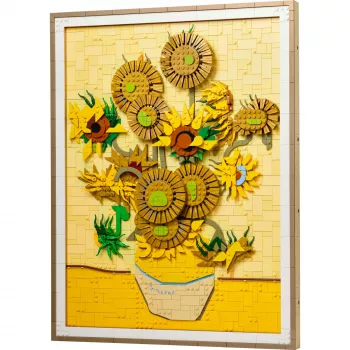 Seina mosaiigikomplekt LEGO Art Vincent van Gogh Päevalilled 3D mosaiigist seinakunstikomplekt 2615 tükiga 540×410×50 mm