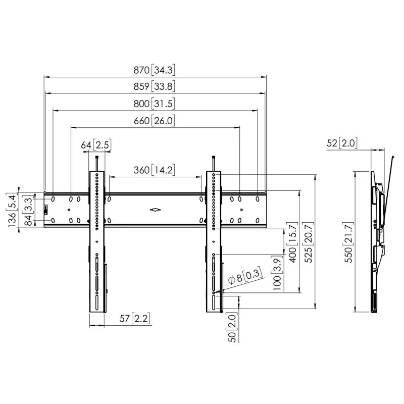 Seinakinnitus Vogels PFW 6810 hoiab 55–80 tolli Maksimaalne kaal 75 kg Must