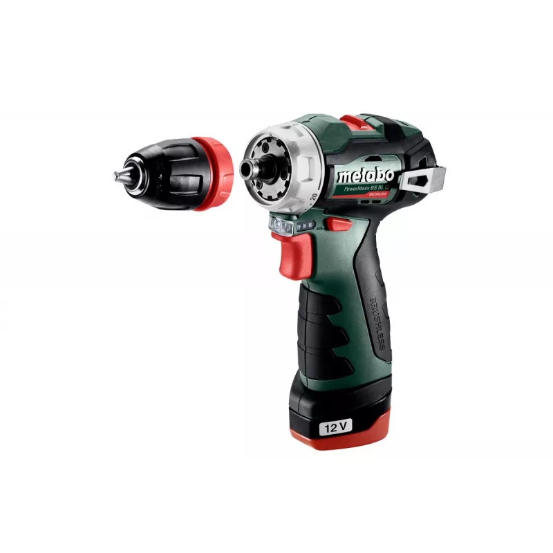 Püstolkäepidemega puur Metabo PowerMaxx BS BL Q, 12V, 2Ah, 1500 p/min, 900g