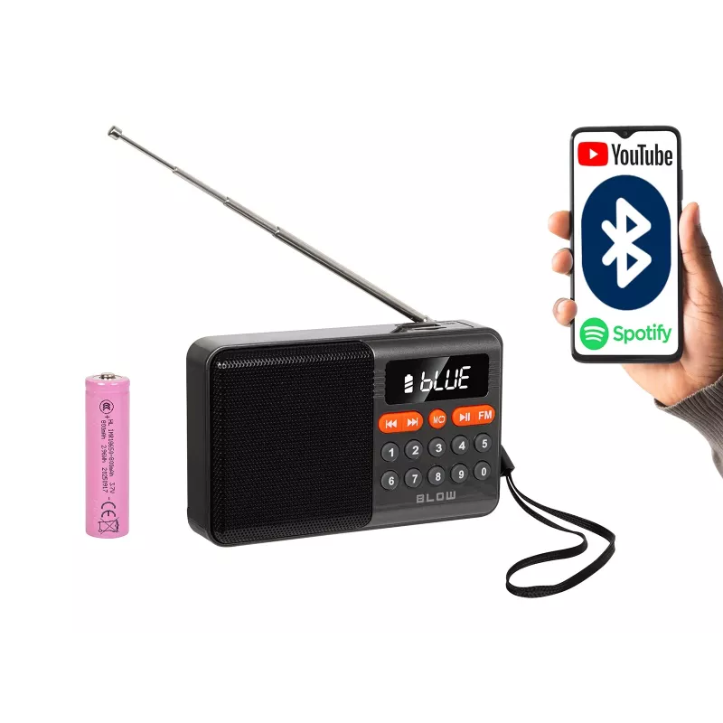 Kaasaskantav analoog AM/FM Bluetooth raadio BLOW RA18 FM-tuuneriga ja Bluetooth-ühendusega