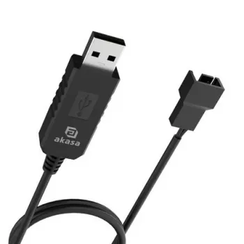 DC astmelise pinge tõstmise kaabel Akasa AK-CBFA10-60BK USB-lt 3-pin ja 4-pin PC ventilaatorile, 60 cm