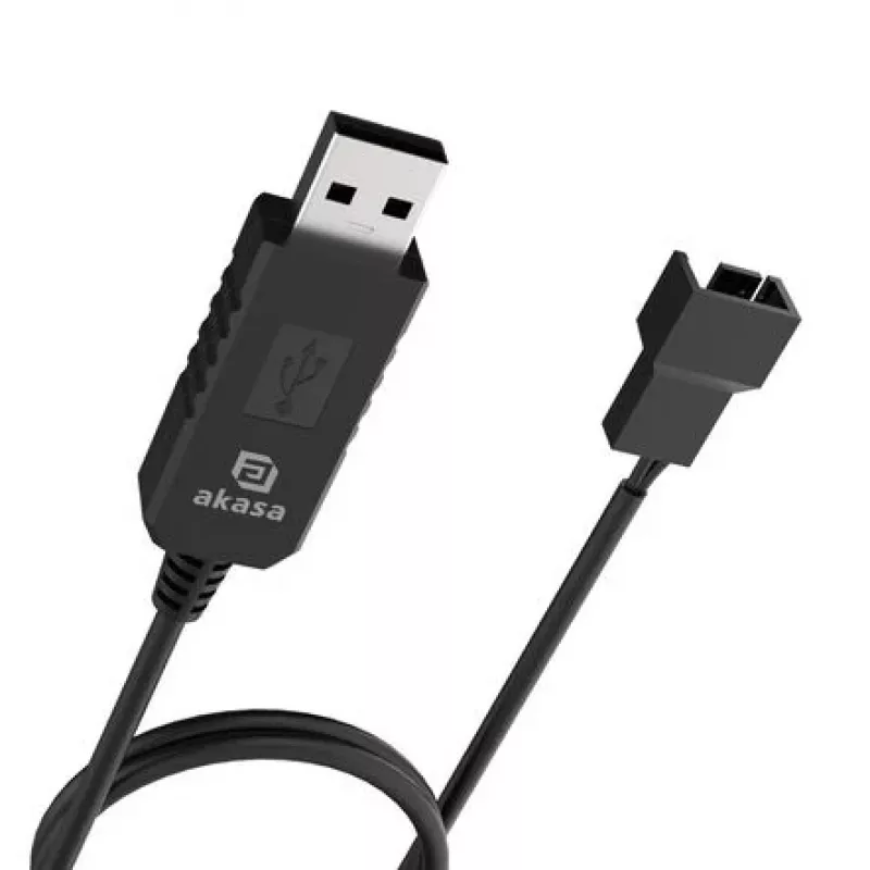 DC astmelise pinge tõstmise kaabel Akasa AK-CBFA10-60BK USB-lt 3-pin ja 4-pin PC ventilaatorile, 60 cm
