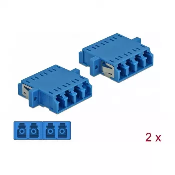 Fiiberoptiline adapter DELOCK LC emane LC emasele dupleks, sinine, pakis 2 tk