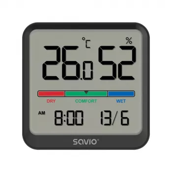 Sise temperatuuri ja niiskuse andur SAVIO CT-01/B eraldiseisev, LCD, -10–55°C, 10–99% RH, CR2032
