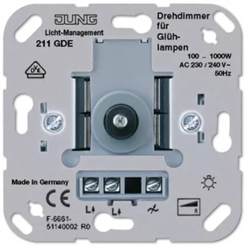 Pöördlüliti JUNG 211 GDE, metallist viimistlus, 230–240 V AC, 50 Hz