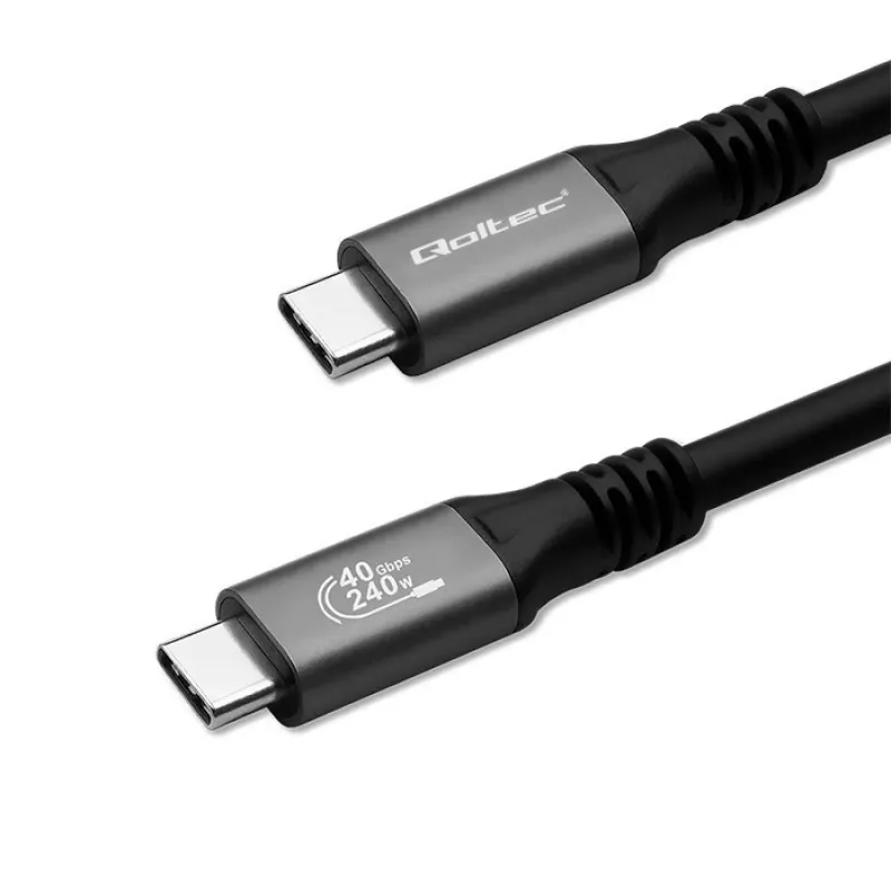 USB-C kaabel QOLTEC USB4 240W Thunderbolt 3/4 jaoks, 40 Gbps, 240 W toiteedastus