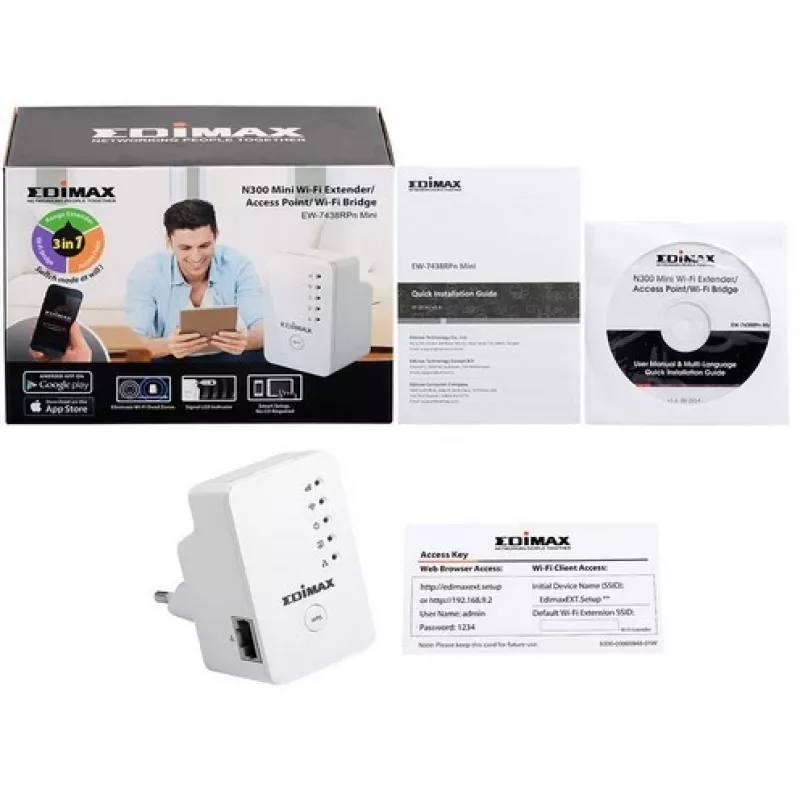 Wi-Fi ulatuse pikendaja Edimax EW-7438RPN Mini