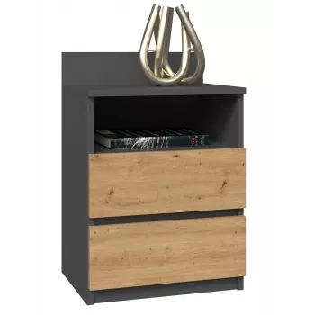 Öökapi pealispind top e shop M1 ANTRATSIIIT/KÄSITÖÖLINE, tamm, 2 sahtlit, 400×320×590 mm