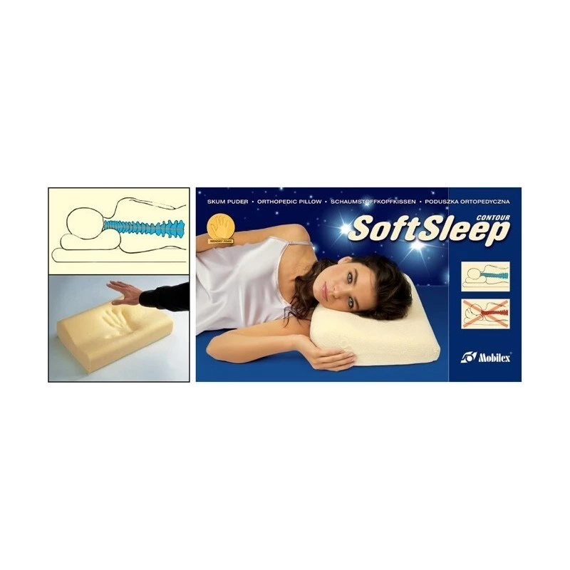 Ortopeediline padi Mobilex CONTOUR M kaelavalu vastu — SoftSleep mudel, vaht, 300×500×100 mm, 50 kg/m³