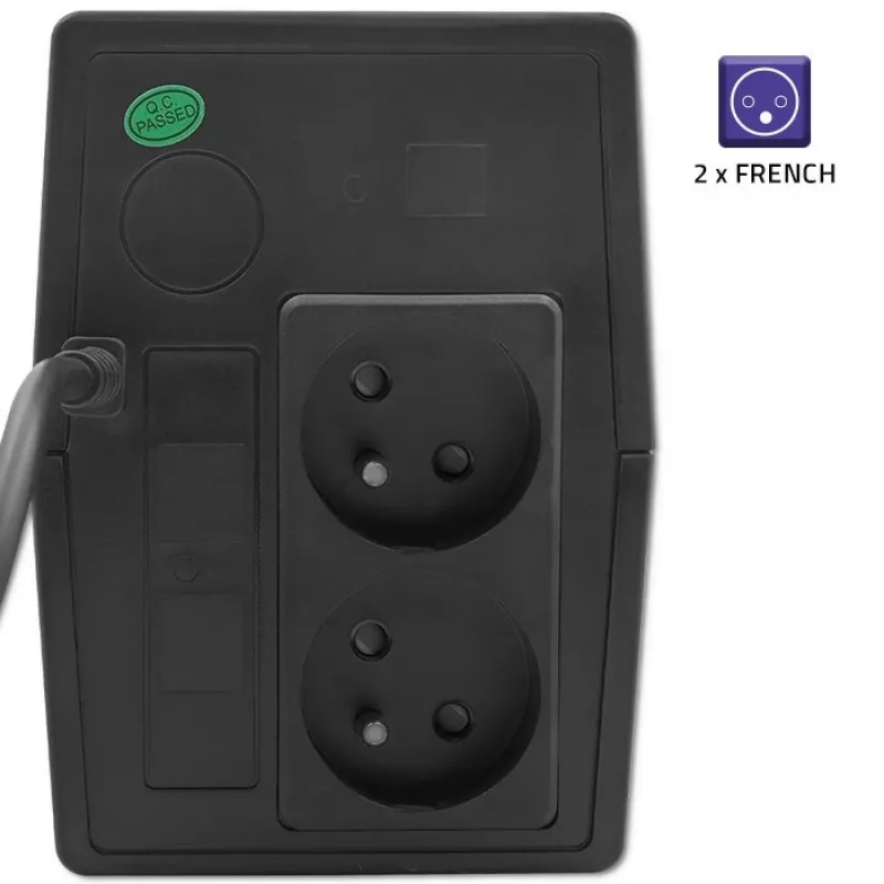 Qoltec 53772 katkematu toiteallikas (UPS) Line-Interactive 0,65 kVA 360 W 1 vahelduvvoolu pistikupesa