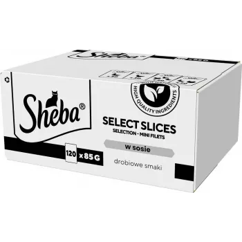 Märg kassitoit Sheba Select Slices linnuliha maitsega mitmikpakend — 120 x 85 g kotikest, täiskasvanud kassidele, 83% niiskust