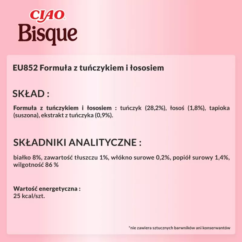 Märg kassimaius INABA Ciao Bisque Tuunikala lõhega 40 g — kalamaitseline vedel kotike, 86% niiskust, 8% valku