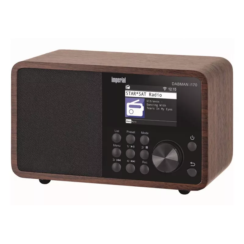 Kaasaskantav DAB+ raadio Imperial DABMAN i170 — FM/DAB+ tuuner, 10 W RMS, 2,4-tolline ekraan, 3,5 mm, USB-A, must/puit