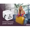 Universaalne reisiadapter GEMBIRD TPA-INT-01-W — sisend 100–250 V, G-tüüpi pistik, kompaktsed mõõtmed 84×56×85 mm