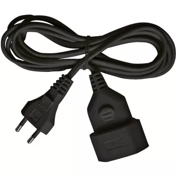 Plastikust pikendusjuhe siseruumidesse, 5 meetrit (must, europistik ja ühenduspesa)