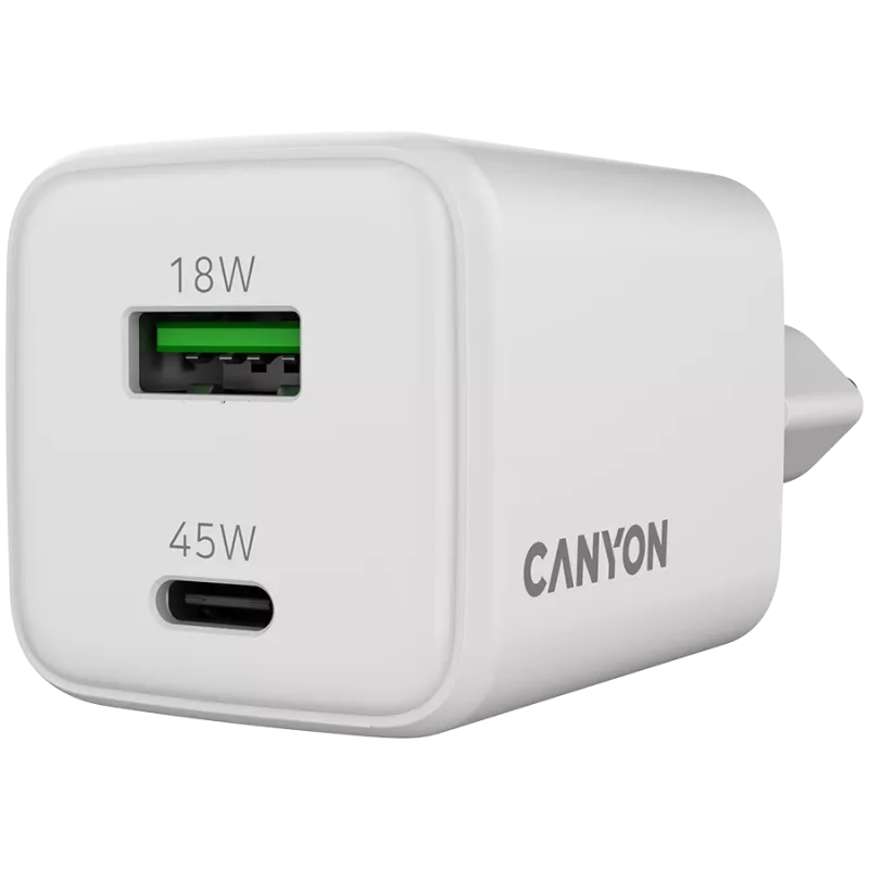 Laadija Canyon CU45AC 45W universaalne valge vahelduvvoolu kiirlaadimine sisetingimustesse