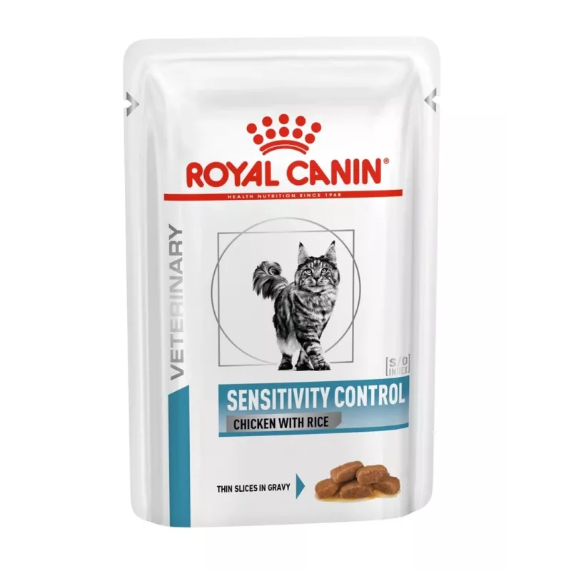 Märg kassitoit Royal Canin Sensitivity Control Kana riisiga, täiskasvanutele, 12 x 85 g, 79,4% niiskust