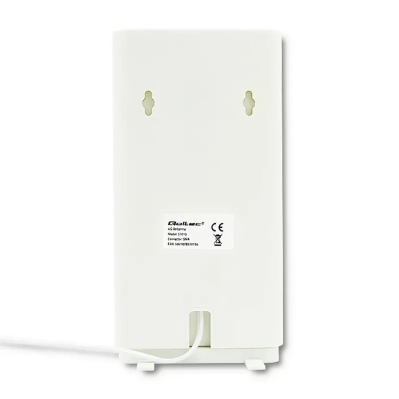 Omnisuunaline antenn QOLTEC 57013, 0,6–2,7 GHz, 30 dBi, vertikaalne polarisatsioon, 50 Ω, valge ABS-korpus