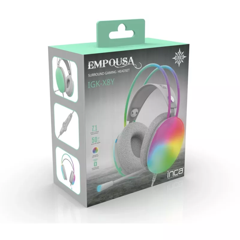 Cian Technology GmbH INCA Gaming Headset IGK-X8Y 7.1 USB RGB-LED türkiissinine - peakomplekt