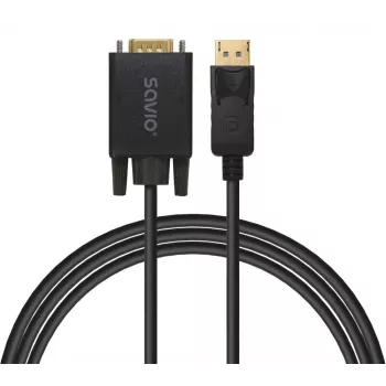 SAVIO DisplayPort-VGA (D-Sub) kaabel 1,8 m, must