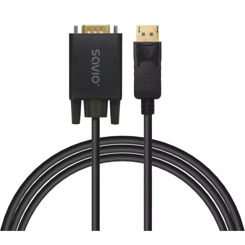 SAVIO DisplayPort-VGA (D-Sub) kaabel 1,8 m, must