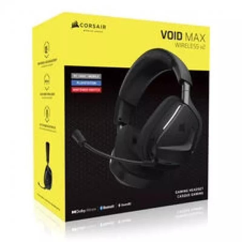 Juhtmevaba mänguri peakomplekt CORSAIR VOID V2 MAX — Carbon, RGB-valgustus, 7.1 ruumiline heli