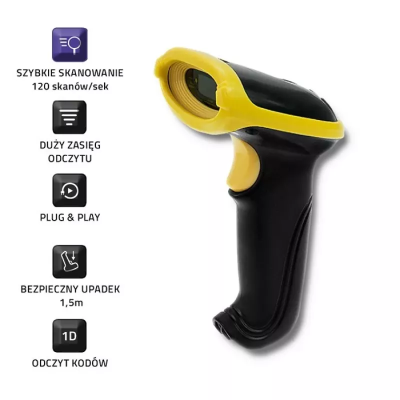 Qoltec 50862 Traadita laser-vöötkoodiskanner 1D | 2,4 GHz