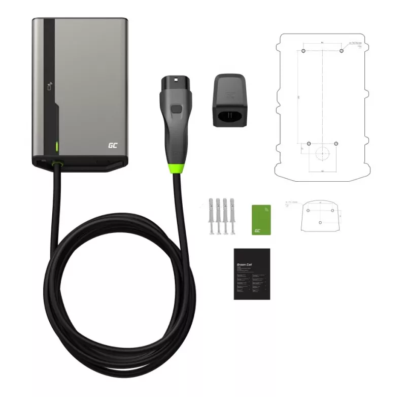 Wallbox roheline Cell GC EVGC021B2250 3,6-22 KW 5m NFC hall alumiinium