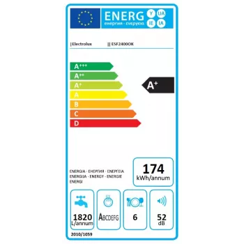 Electrolux ESF2400OK lauaplaadile paigaldatav nõudepesumasin 6 komplektile 52 dB