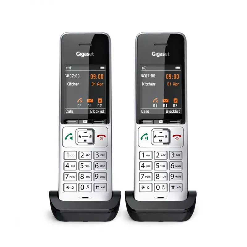 Gigaset COMFORT 500HX duo Analoog/DECT telefon Kõne tuvastus Must, Hõbedane