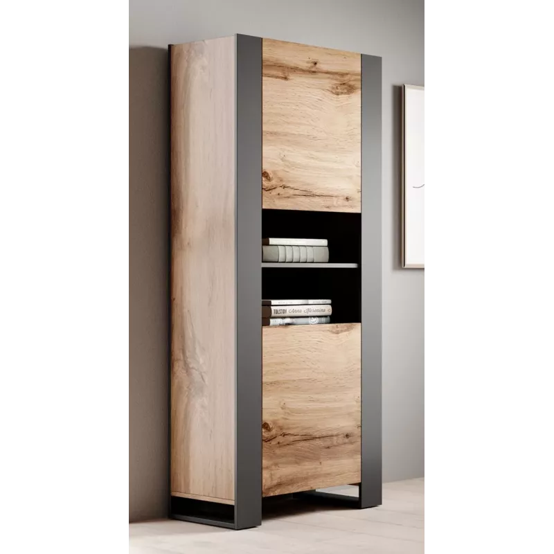 WOOD Raamaturiiul 65x40x170,5 wotani tamm + antratsiit