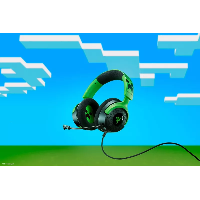 Juhtmega mänguri peakomplekt Razer Kraken V4 X — supra-auraalne, 20–20000 Hz, 1,8 m kaabel, 310 g, must/roheline