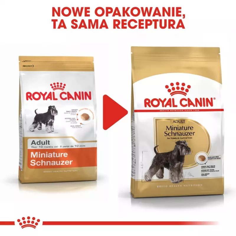 Kuiv koeratoit Royal Canin Miniature Schnauzer Adult, linnuliha, 3 kg, väikestele tõugudele