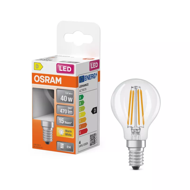 Osram Parathom Classic P Filament | E14 | 3,4 W | Soe valge