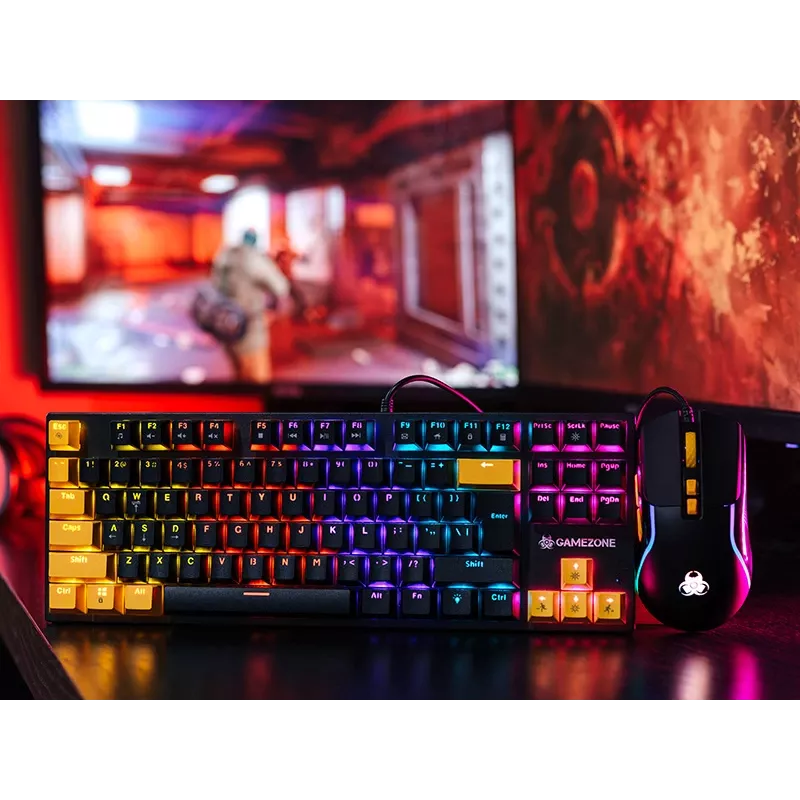 Tracer HORNET 87 klaviatuur Hiir komplektis Mängu USB QWERTY Inglise Must, Kollane