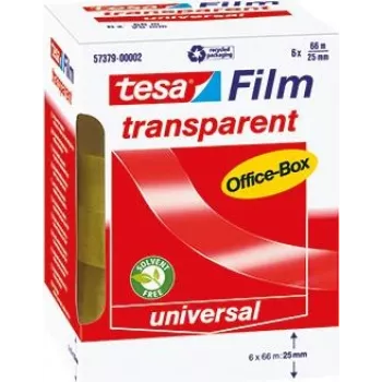 tesafilm® läbipaistev, 6 rulli, kontorikarp, 66m x 25mm (11640H)