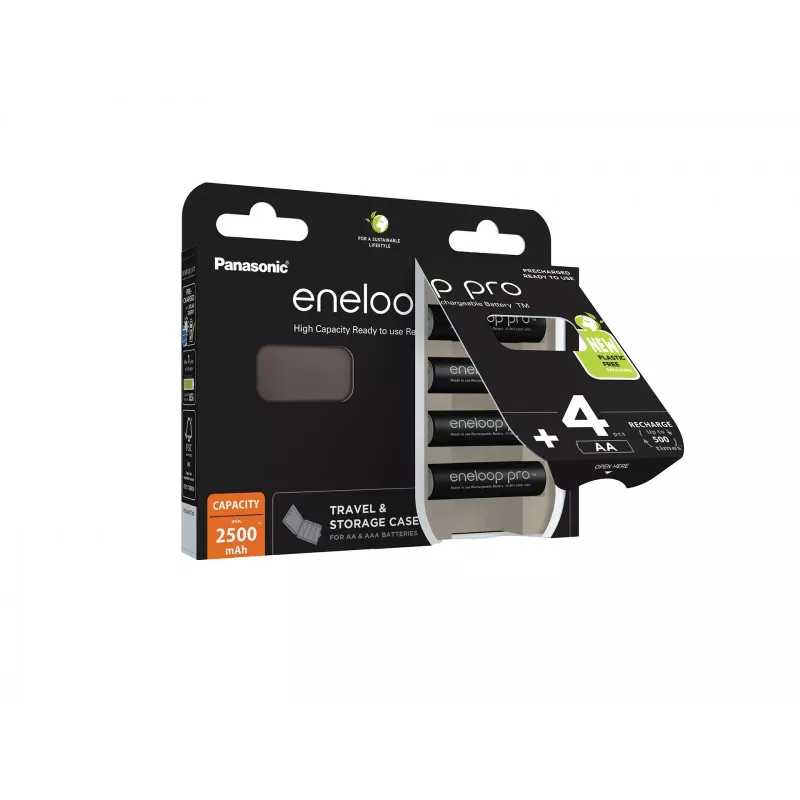 Laetavad patareid PANASONIC ENELOOP PRO AA 2500 mAh 4 tk + karp (BK-3HCDE/4CP+CASE)