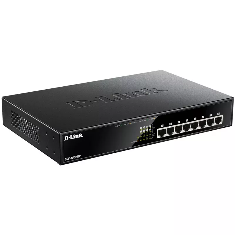 Haldamatu lüliti D-Link DGS-1008MP 8-pordiline laua-Gigabit maksimaalse PoE-lülitiga