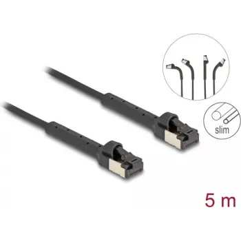 Võrgukaabel DeLOCK RJ45 õhuke Cat.6A U/FTP 5m Must