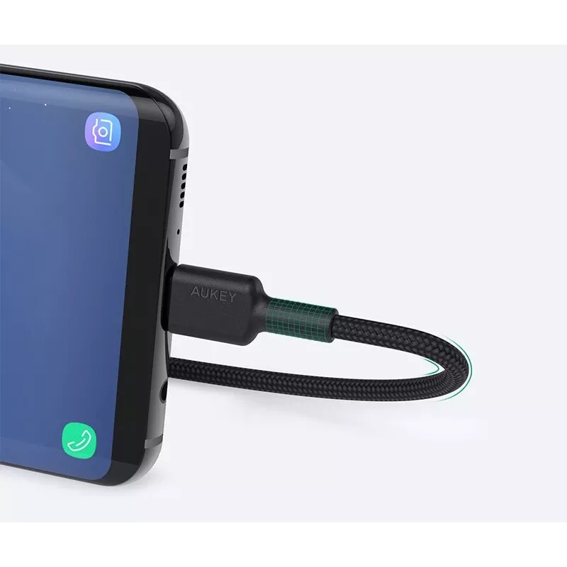 USB-A–USB-C kaabel AUKEY CB-CD30 0,9 m – must, punutud, USB PD 3.0, 0,48 Gbit/s