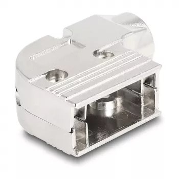 DELOCK D-Sub korpus 9-kontaktiline nurga all 90° kaablikaits, hõbedane plastik, 33×47×16 mm