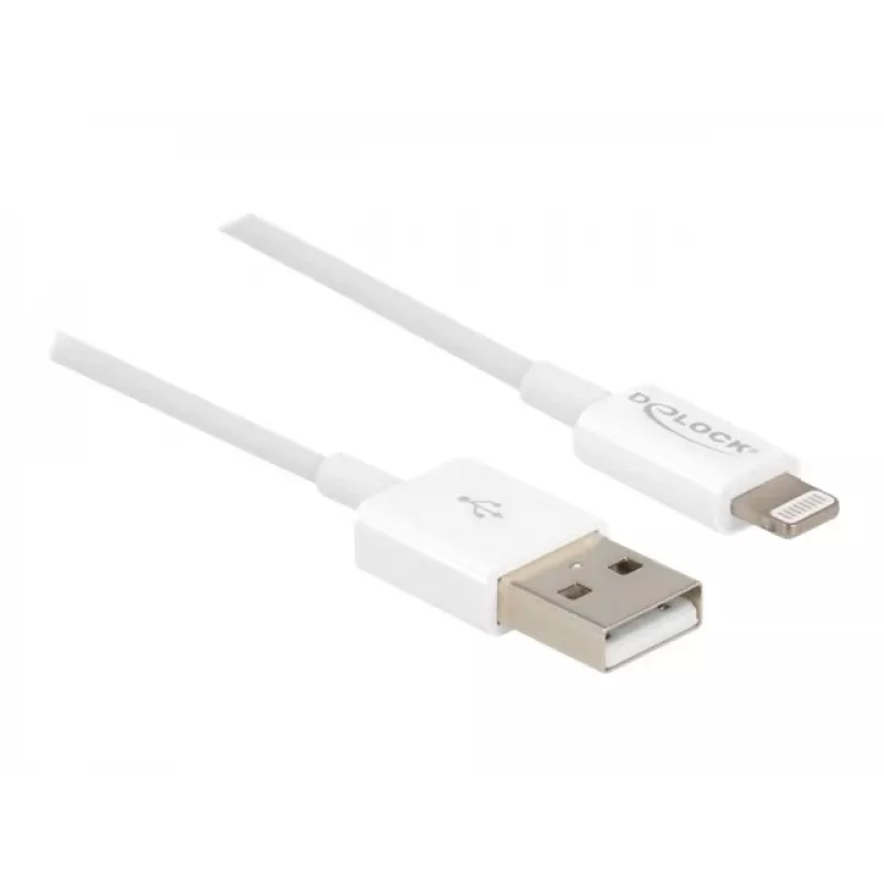 USB-andme- ja laadimiskaabel DeLOCK 83000 iPhone'i, iPadi ja iPodi jaoks, valge, 1 m